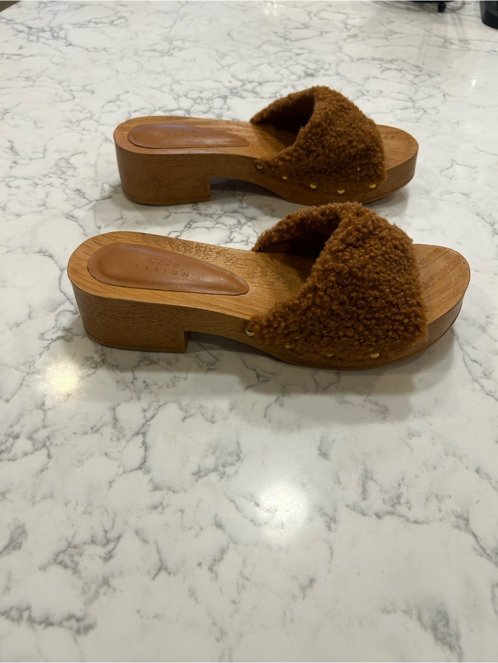 ASOS‎ Brown Teddy Faux Fur Clog Shoes Size 7 - Picture 2 of 7